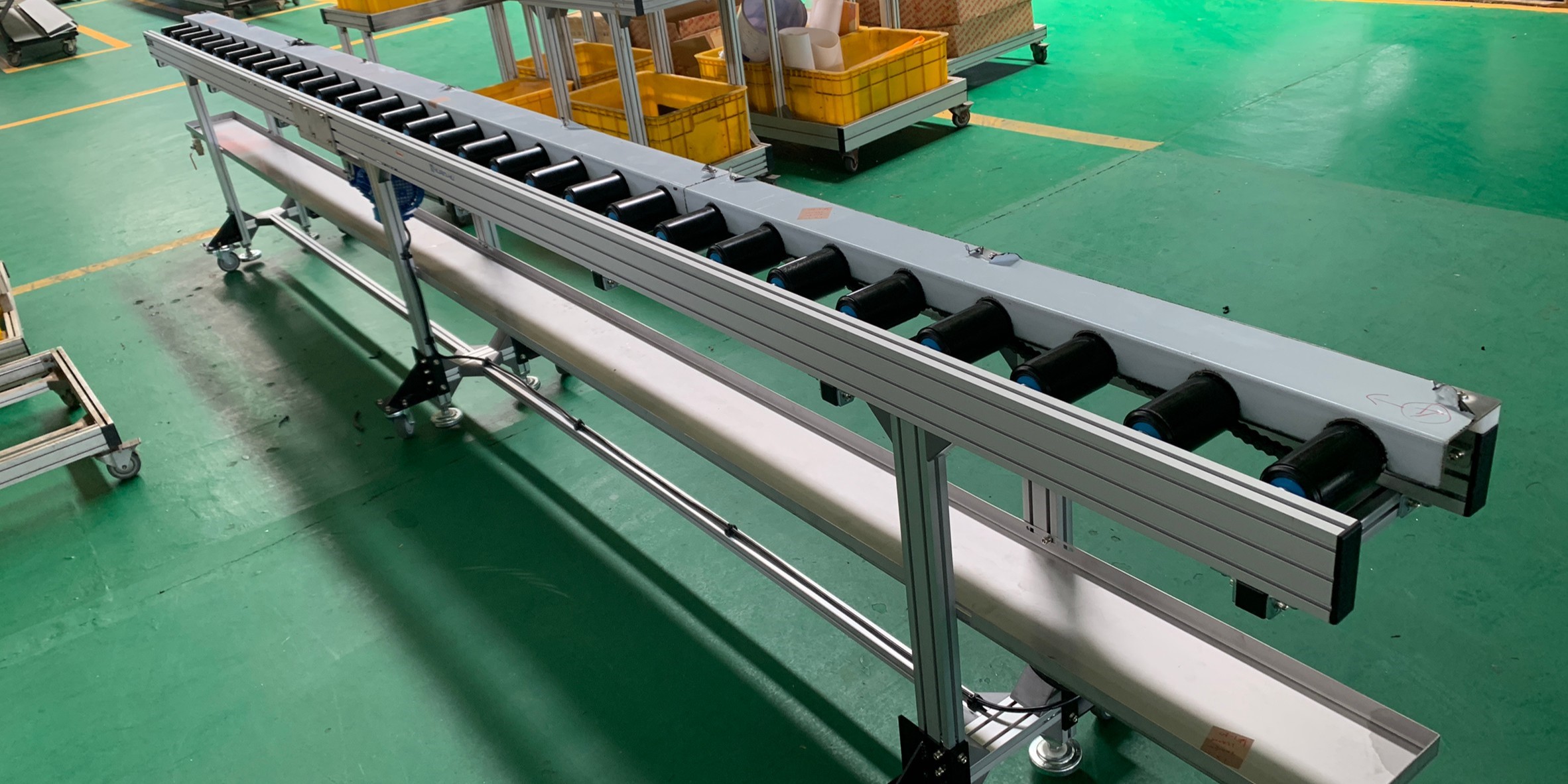 鋁擠型動力橫移機構輸送機輸送帶 | Aluminum Extruded Power Roller Table Conveyor