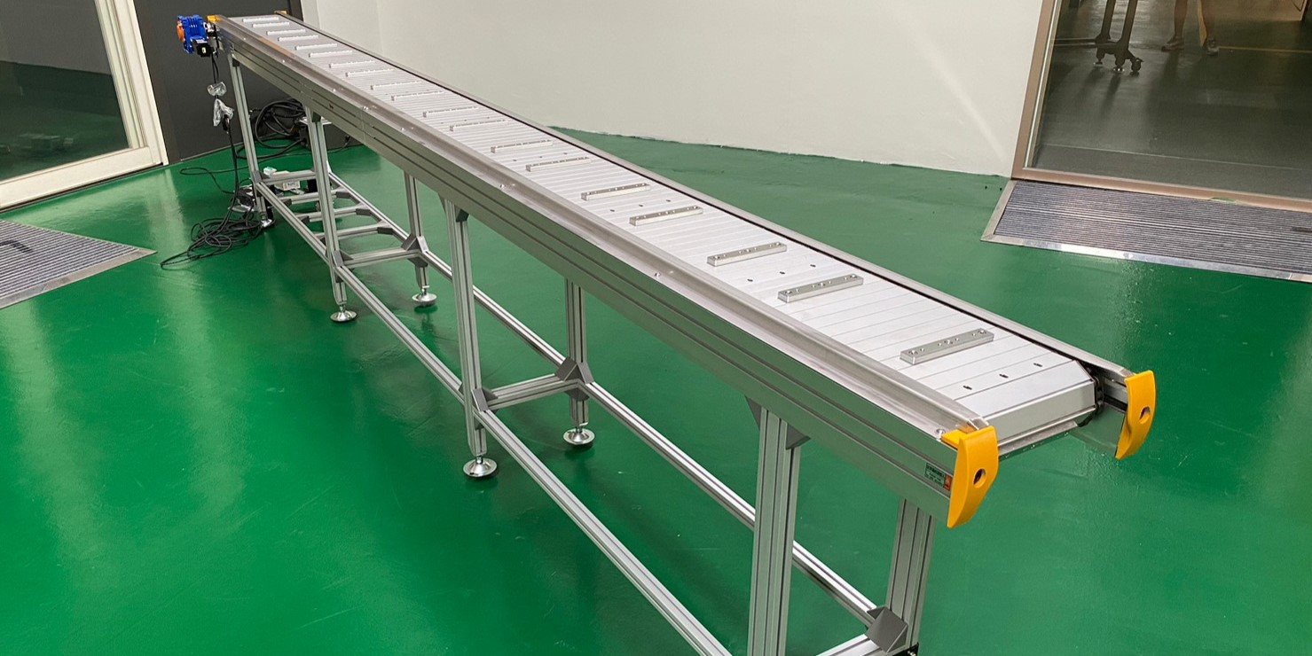 治具鋁板帶平面輸送機 | Fixture-Based Aluminum Belt Conveyor | アルミ板コンベヤ