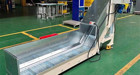 鋼板式鐵帶鵝頸式輸送機 | Steel Plate Goose-Neck Conveyor | スチールエプロンコンベヤ
